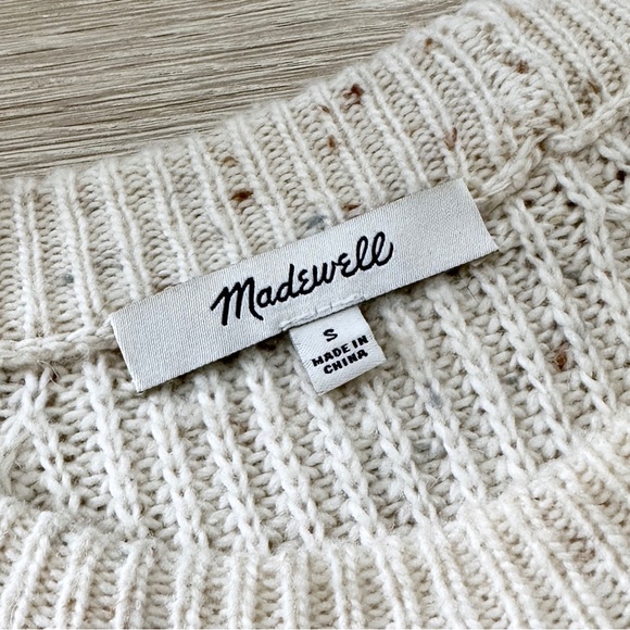 Madewell SMALL Cream Speckled Curved Hem Sweater Dress in Donegal Pearl - Picture 8 of 12